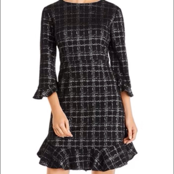 Nanette Lepore Metallic Flounce Fit & Flare Dress - Picture 1 of 16